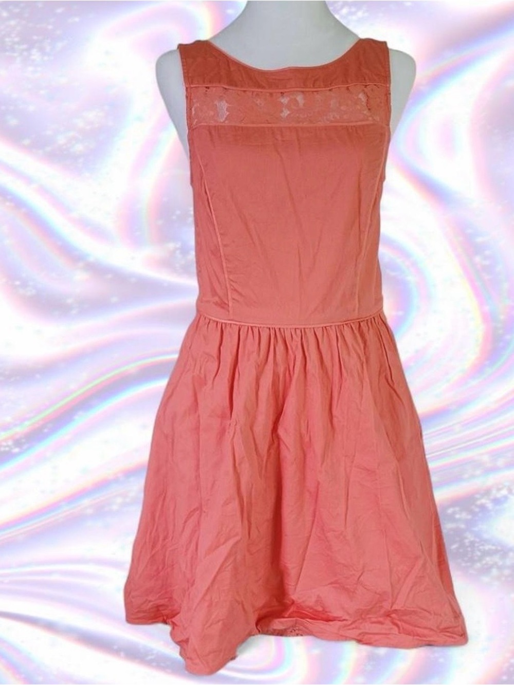 Jessica Simpson Coral Sleeveless Lace Yoke Casual Dress